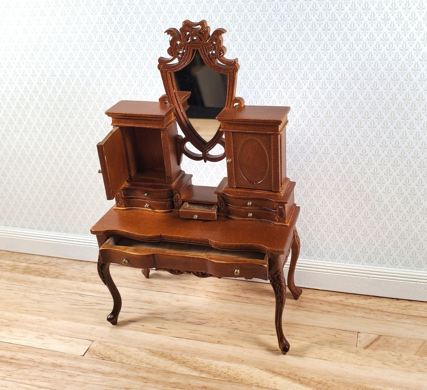 JBM Dollhouse Dressing Table Wood Victorian Style 1:12 Scale Miniature Furniture - Miniature Crush
