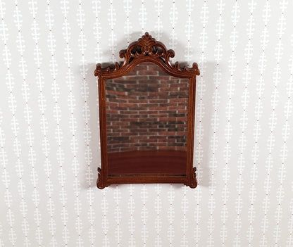 JBM Dollhouse Mirror Walnut Finish Louis XV Rococo Style 1:12 Scale Miniature - Miniature Crush