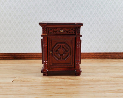 JBM Dollhouse Side Table or Nightstand with Drawer 1:12 Scale Furniture Walnut - Miniature Crush