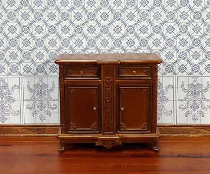 JBM Dollhouse Sideboard Buffet Walnut Finish 1:12 Scale Miniature Furniture - Miniature Crush