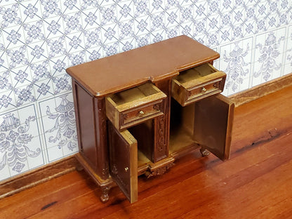 JBM Dollhouse Sideboard Buffet Walnut Finish 1:12 Scale Miniature Furniture - Miniature Crush