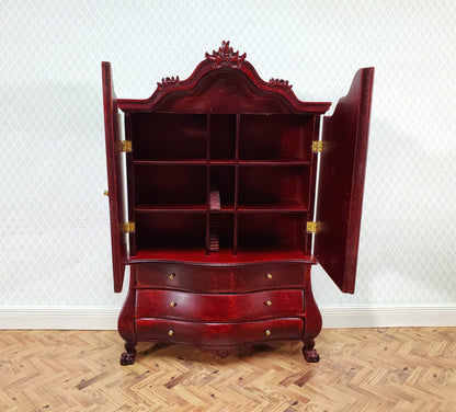 JBM Dutch Baby House Cabinet Dollhouse Large 1:12 Scale Miniature Mahogany Finish - Miniature Crush