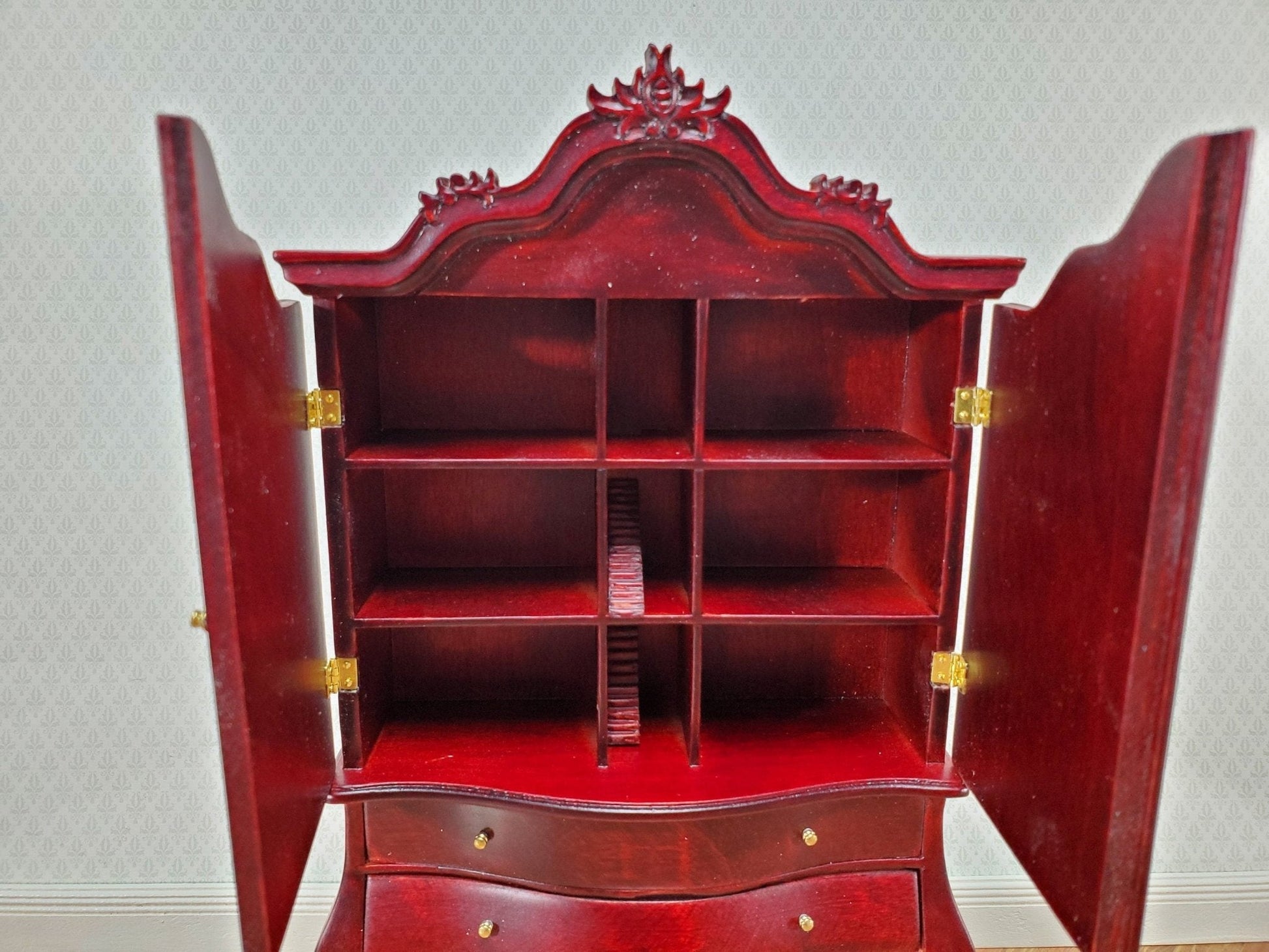 JBM Dutch Baby House Cabinet Dollhouse Large 1:12 Scale Miniature Mahogany Finish - Miniature Crush