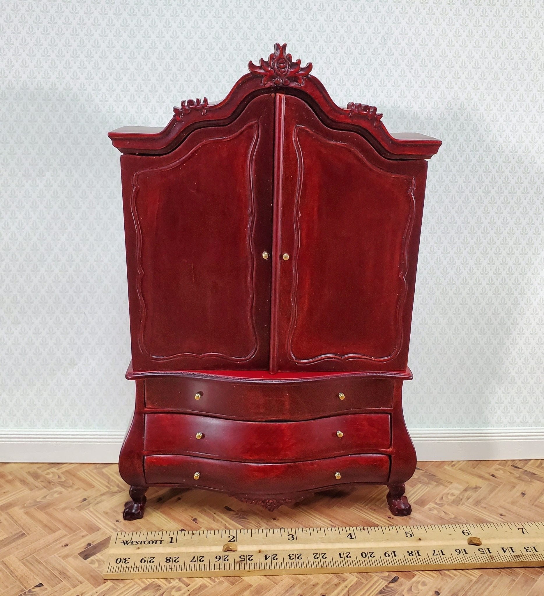 JBM Dutch Baby House Cabinet Dollhouse Large 1:12 Scale Miniature Mahogany Finish - Miniature Crush