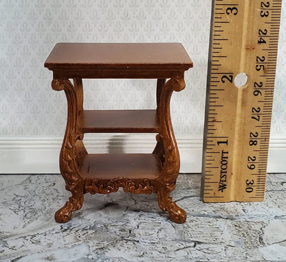 JBM Miniature Side Table or Nightstand with 2 Shelves 1:12 Scale Dollhouse Furniture - Miniature Crush