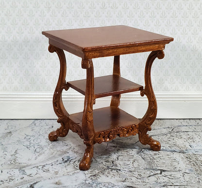 JBM Miniature Side Table or Nightstand with 2 Shelves 1:12 Scale Dollhouse Furniture - Miniature Crush