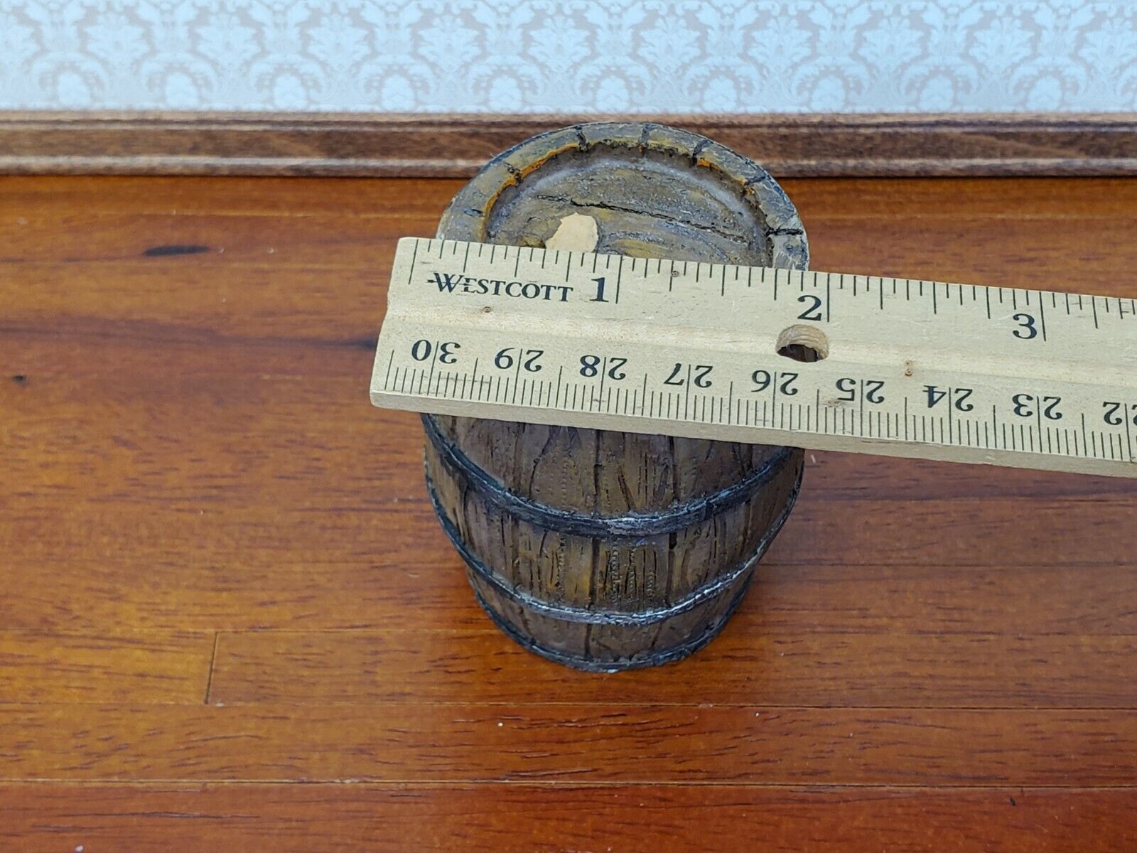 Large Keg Whiskey or Wine Barrel 2 1/2" tall 1:12 Scale Miniature Painted Resin - Miniature Crush