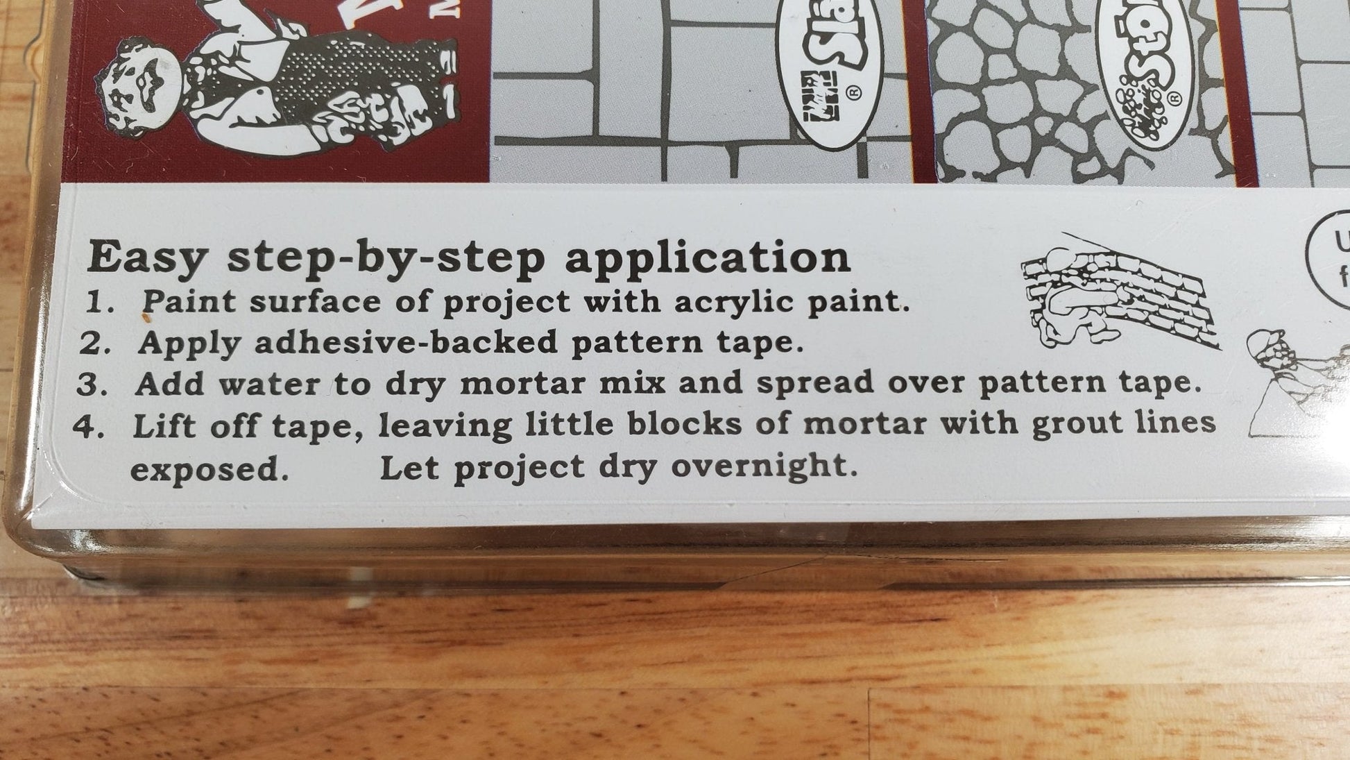 Magic Masonry White Brick KIT 1 Square Foot Stencil and Powder Set 1:12 Scale - Miniature Crush