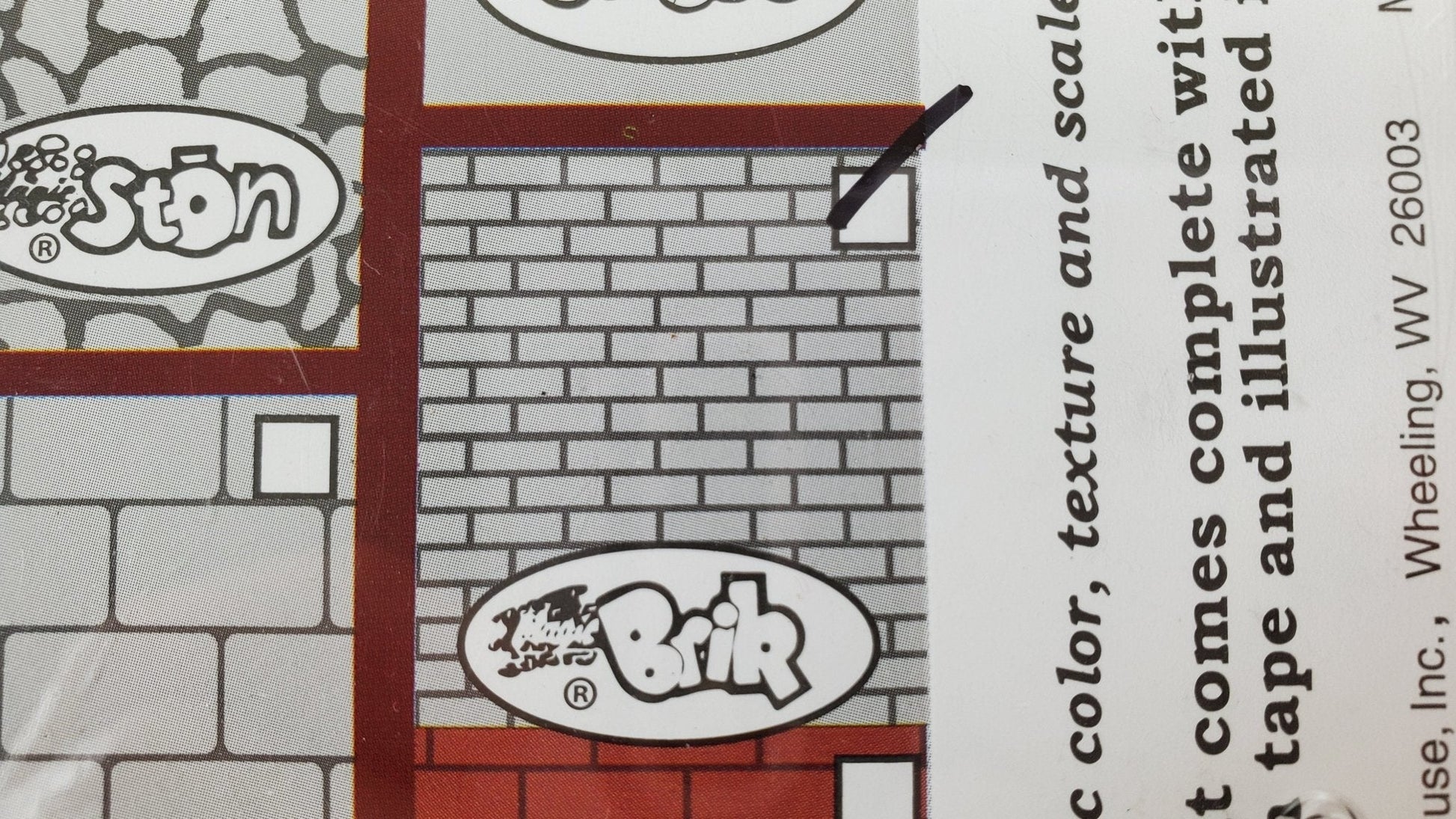 Magic Masonry White Brick KIT 1 Square Foot Stencil and Powder Set 1:12 Scale - Miniature Crush