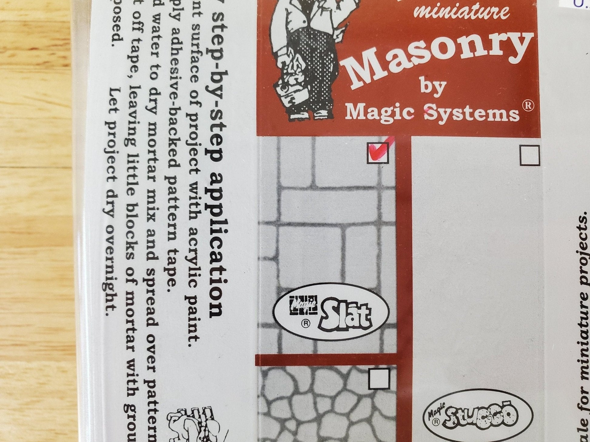 Magic Masonry White Slate Slat KIT Covers 2 Square Feet Stencil and Powder Set 1:12 Scale - Miniature Crush