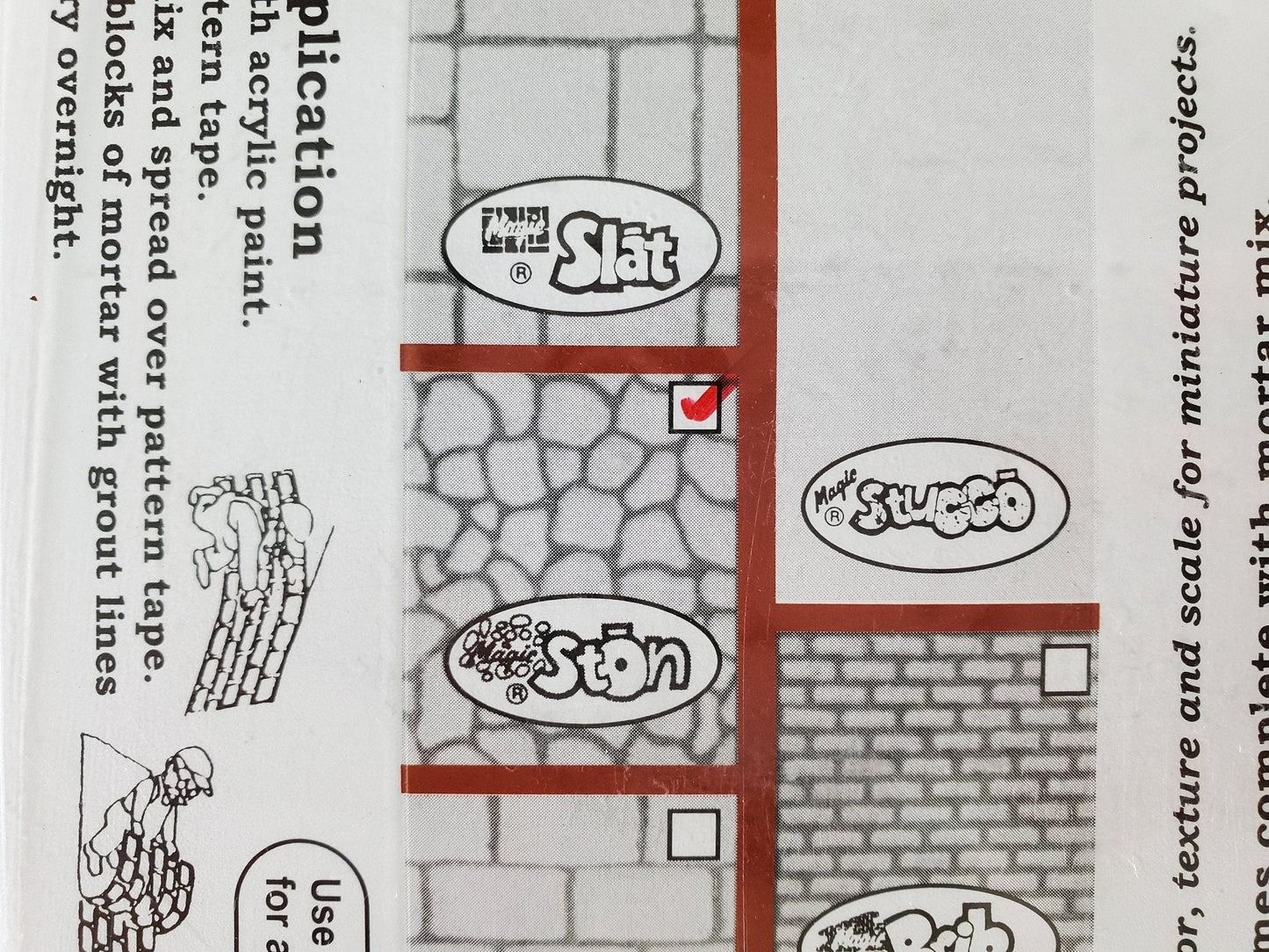Magic Masonry White Stone KIT 2 Square Feet Stencil and Powder Set 1:12 Scale - Miniature Crush