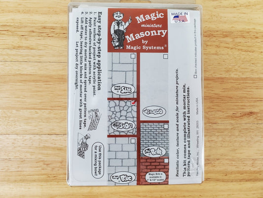 Magic Masonry White Stone KIT 2 Square Feet Stencil and Powder Set 1:12 Scale - Miniature Crush