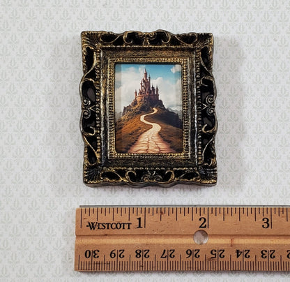 Miniature Castle on a Hill Art Print Framed 1:12 Scale Dollhouse Decor - Miniature Crush