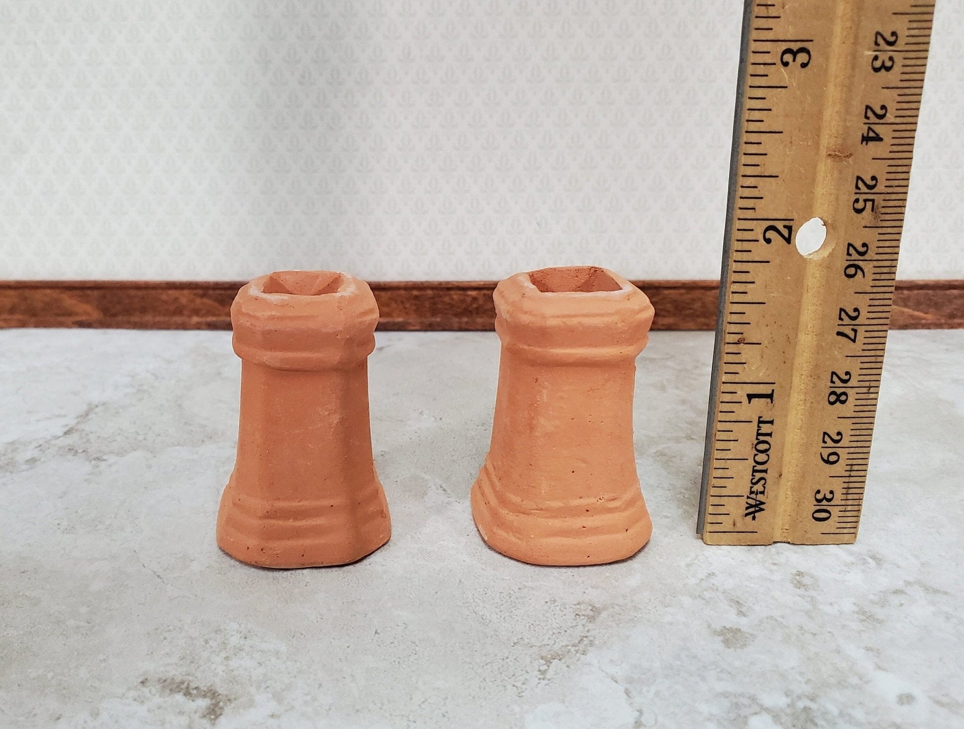 Miniature Chimney Pot Smoke Stack Square Unglazed Terra Cotta for Dollhouses - Miniature Crush