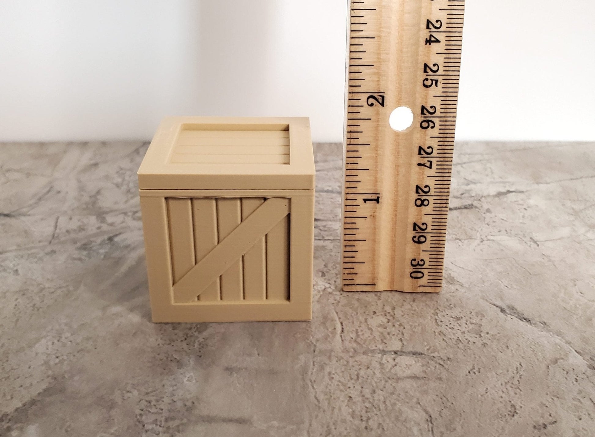 Miniature Crate Top Opens 1 1/2" Square 1:12 Scale Model Diorama Action Figures - Miniature Crush