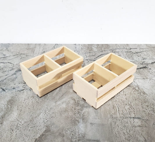 Miniature Crates x2 Plain Wood Slatted for Fruits or Vegetables Large Dollhouse - Miniature Crush
