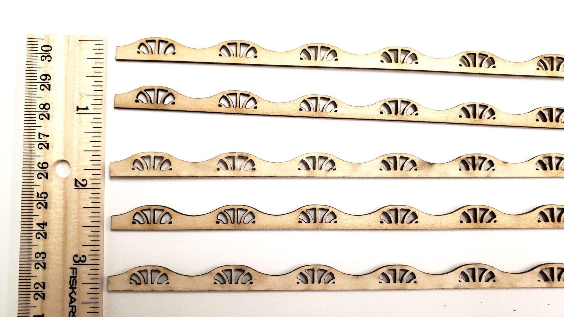 Miniature Decorative Trim Art Nouveau Style 5 Pieces 5/16" x 17 3/8" long x 1/16" Thick - Miniature Crush