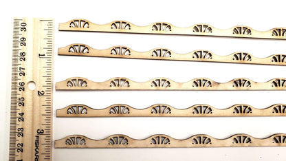 Miniature Decorative Trim Art Nouveau Style 5 Pieces 5/16" x 17 3/8" long x 1/16" Thick - Miniature Crush