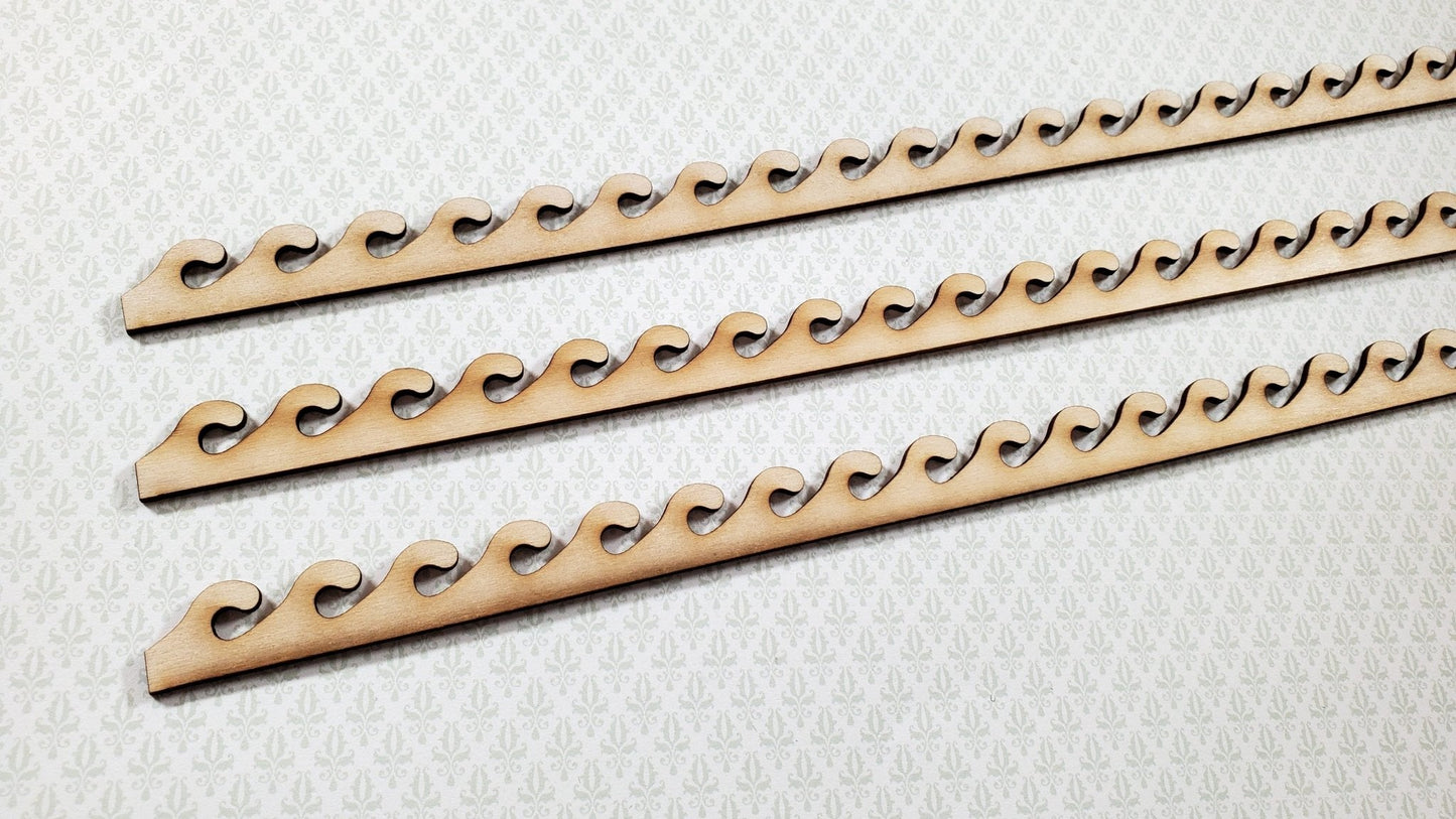 Miniature Decorative Wave Trim Victorian Style 3 Pieces 1/2" x 17 1/2" long x 1/16" Thick - Miniature Crush