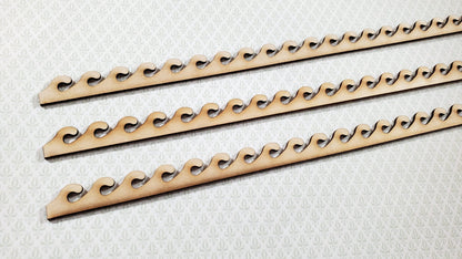 Miniature Decorative Wave Trim Victorian Style 3 Pieces 1/2" x 17 1/2" long x 1/16" Thick - Miniature Crush