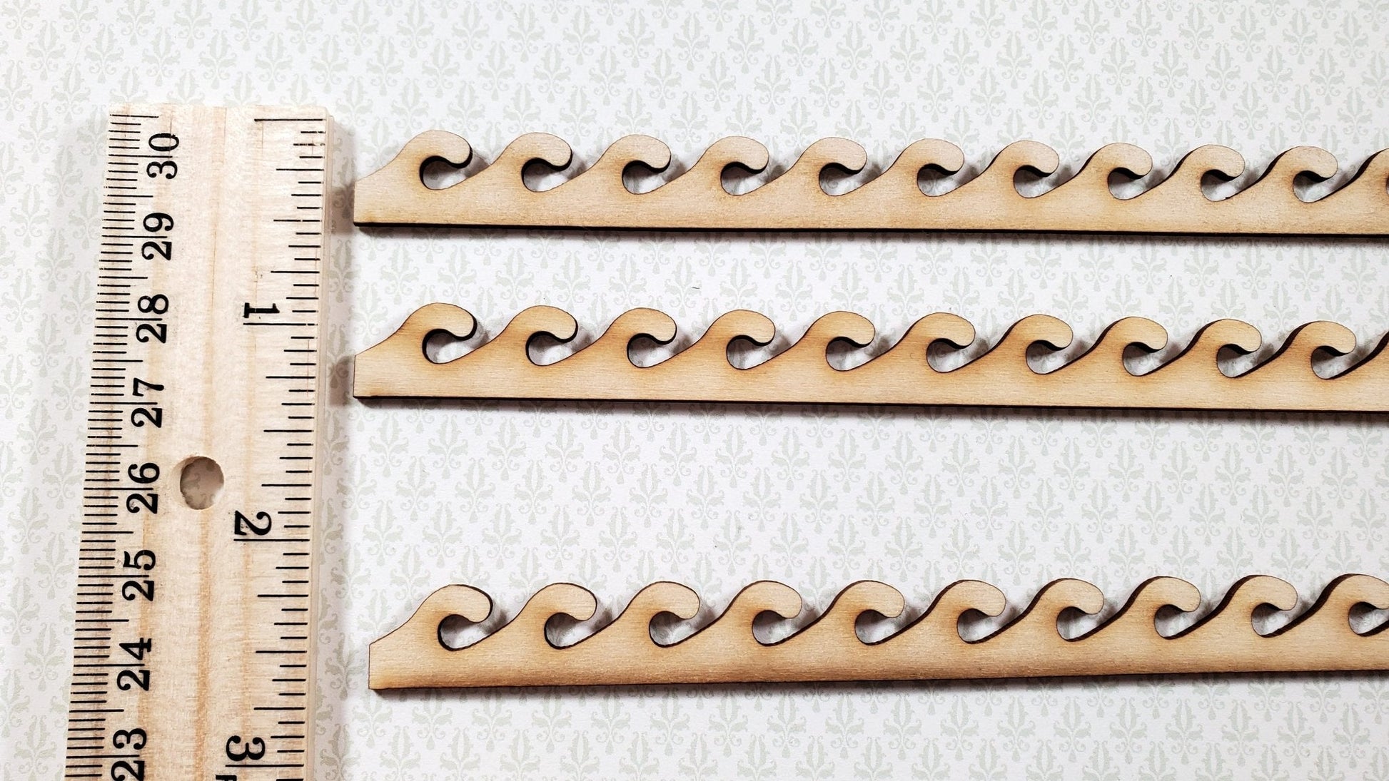 Miniature Decorative Wave Trim Victorian Style 3 Pieces 1/2" x 17 1/2" long x 1/16" Thick - Miniature Crush