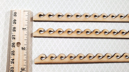 Miniature Decorative Wave Trim Victorian Style 3 Pieces 1/2" x 17 1/2" long x 1/16" Thick - Miniature Crush