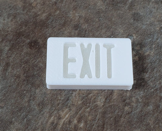 Miniature EXIT Sign White with Glow in the Dark Green 1:12 Scale - Miniature Crush