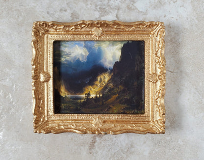 Miniature Framed Art Print Storm in the Rocky Mountains Bierstadt 1:12 Scale - Miniature Crush
