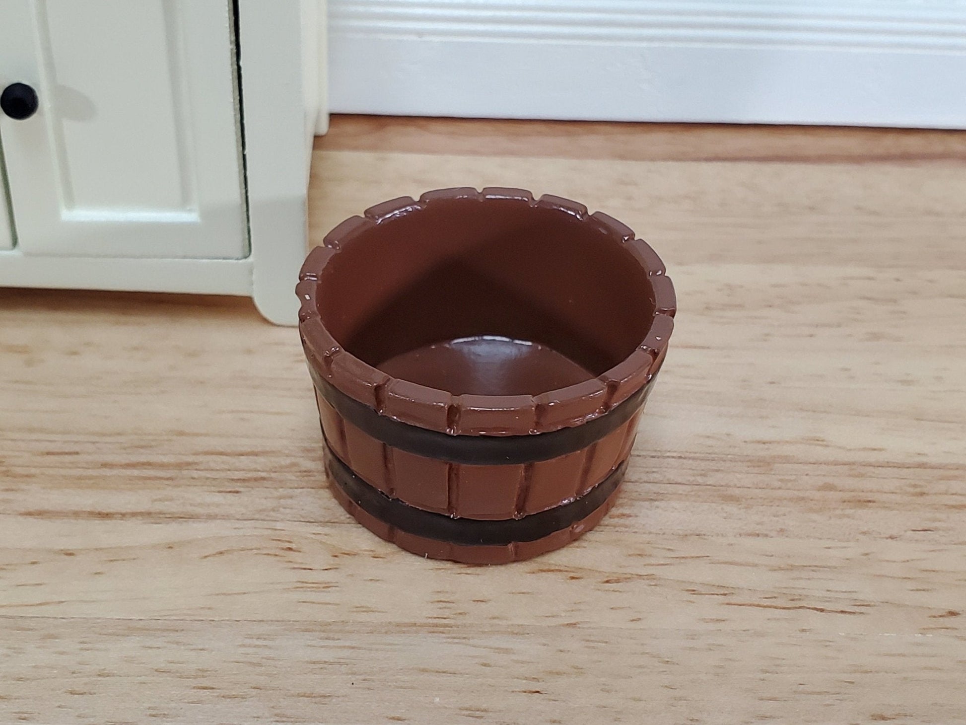 Miniature Half Barrel Empty for Planter or Garden Decor 1:12 Scale Dollhouse - Miniature Crush