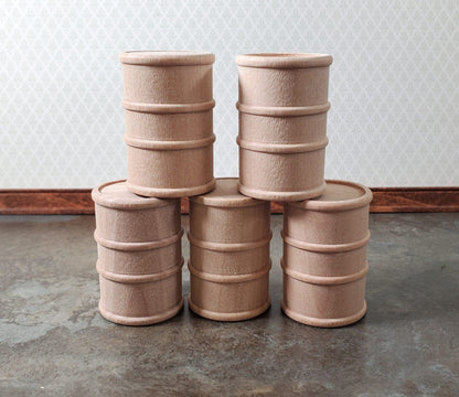 Miniature Oil Barrel Drum Wood Small 1 5/8" Tall Set of 5 Model Building Scenery - Miniature Crush