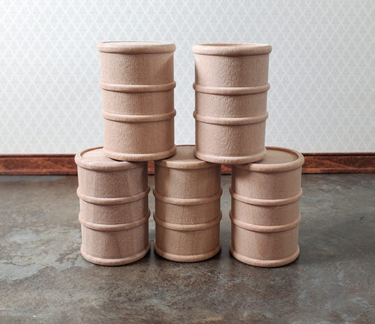 Miniature Oil Barrel Drum Wood Small 1 5/8" Tall Set of 5 Model Building Scenery - Miniature Crush