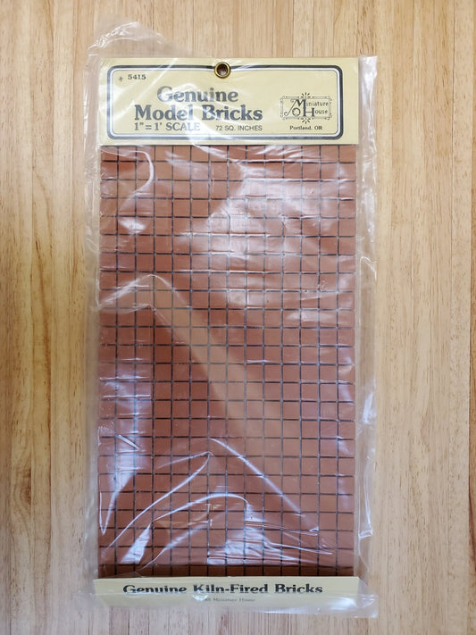 Miniature Patio Bricks Square Mesh Mounted Red Kiln Fired 1:12 Scale Covers 72 sq inches - Miniature Crush