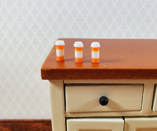 Miniature Prescription Pill Bottles x3 Tiny Modern Style 1:12 Scale Dollhouse - Miniature Crush