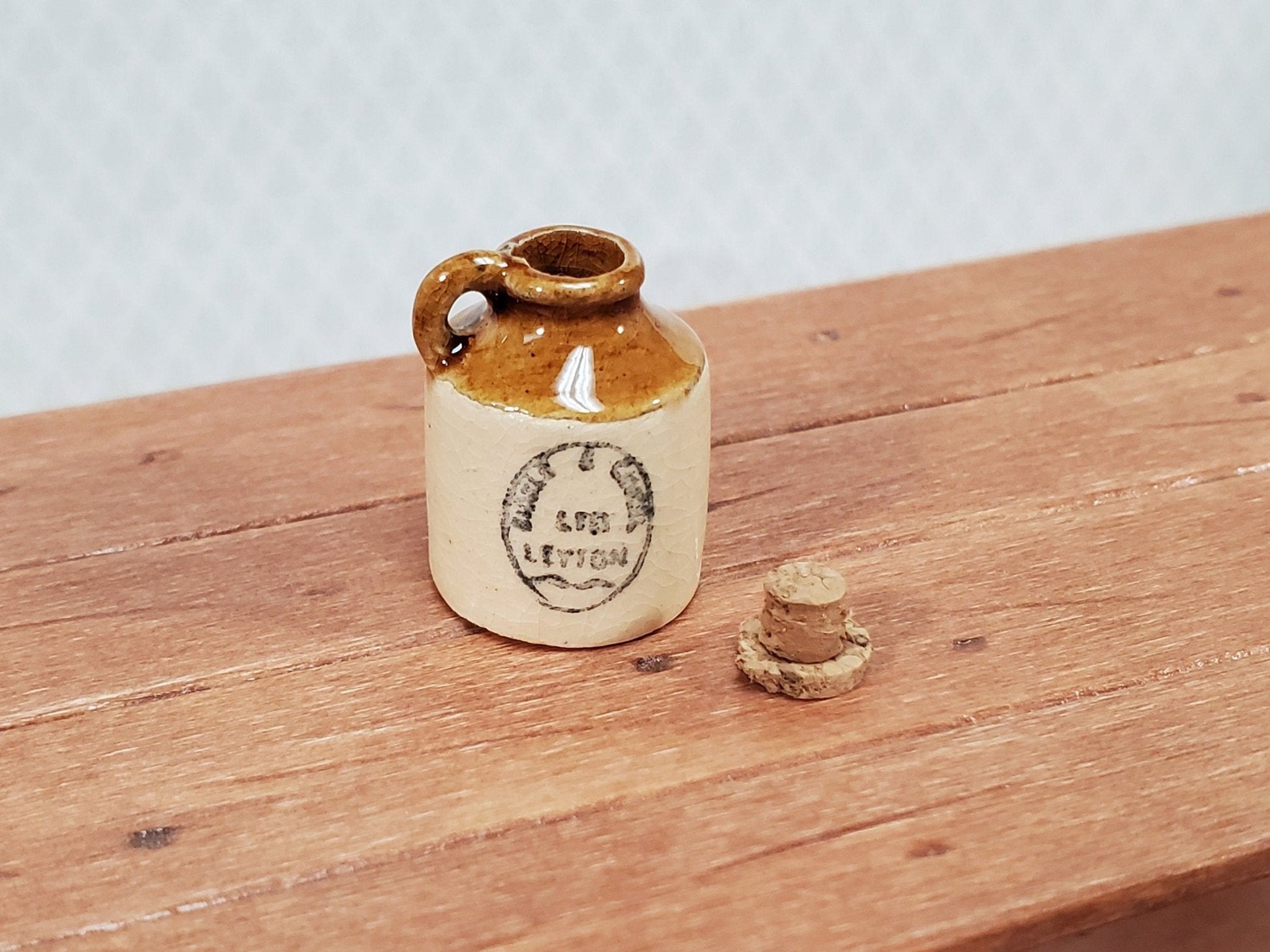 Miniature Stoneware Jug with Cork and Handle Demijohn Printed 1:12 Scale Dollhouse Handmade 20mm - Miniature Crush