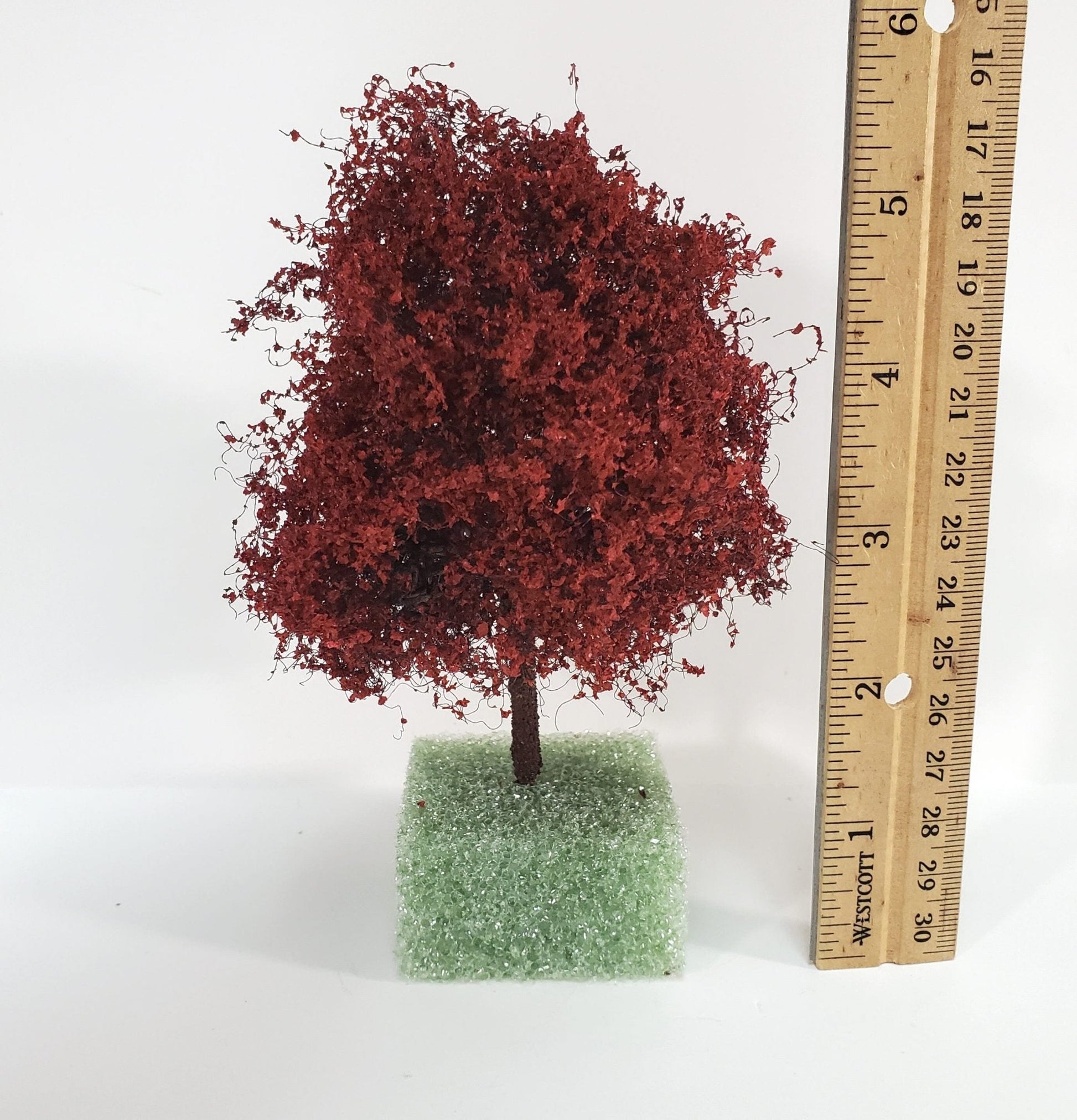 Miniature Tree or Bush Red Japanese Maple 4" Tall on a Spike Model Scenery Garden - Miniature Crush