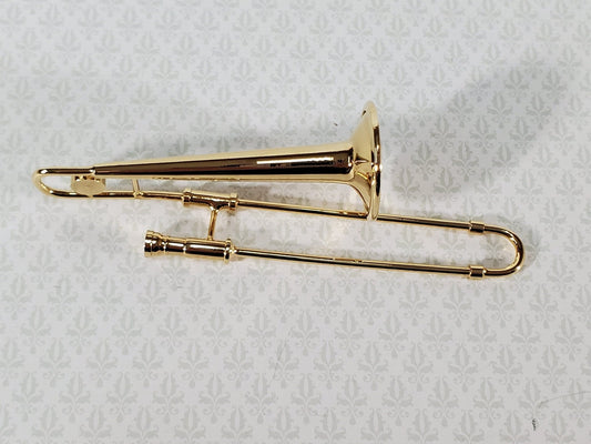 Miniature Trombone 3 1/4" Instrument Prop Model 1:12 Scale Metal with Case - Miniature Crush