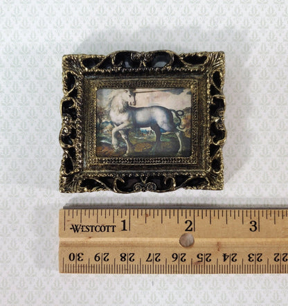 Miniature Unicorn Medieval Framed Art Print 1:12 Scale Dollhouse Decor - Miniature Crush