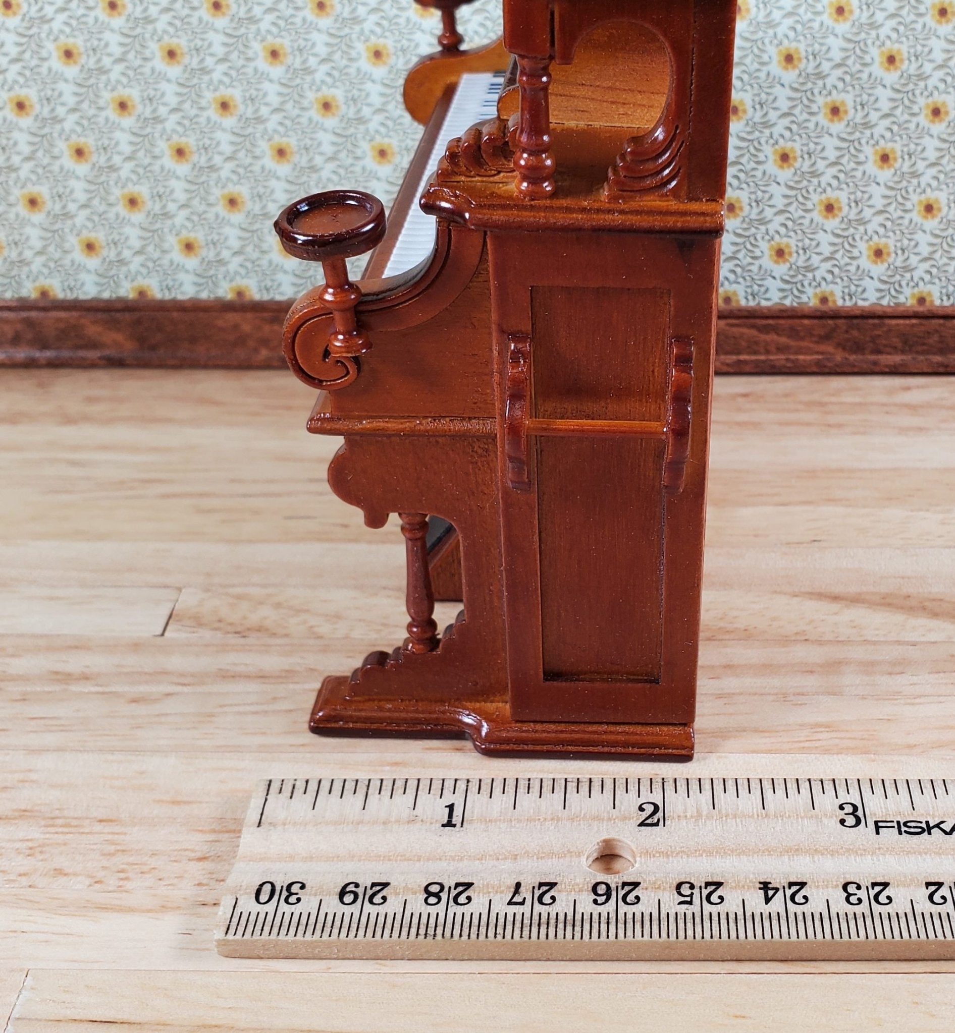 Miniature Upright Pump Organ Piano Walnut Finish 1:12 Scale Dollhouse Furniture - Miniature Crush