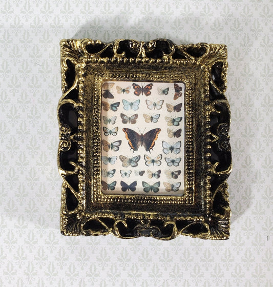 Miniature Vintage Butterfly Drawings Framed Print 1:12 Scale Dollhouse - Miniature Crush