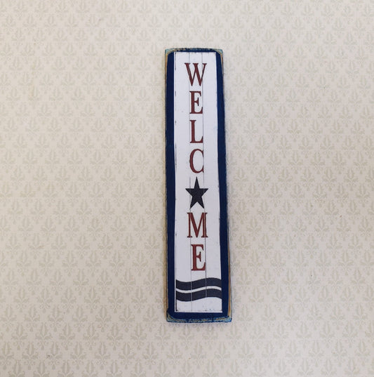 Miniature Welcome Wood Porch Sign for Dollhouses 3 3/8" x 3/4" Handcrafted - Miniature Crush