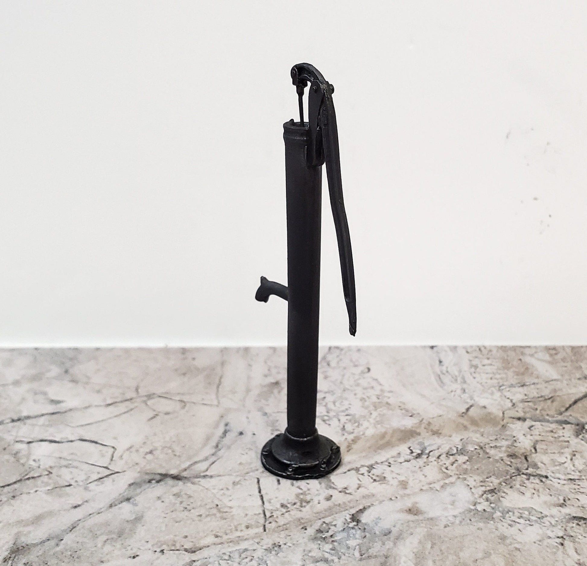 Miniature Well Pump Metal Matte Black Finish 1:12 Scale Dollhouse Scale Model - Miniature Crush