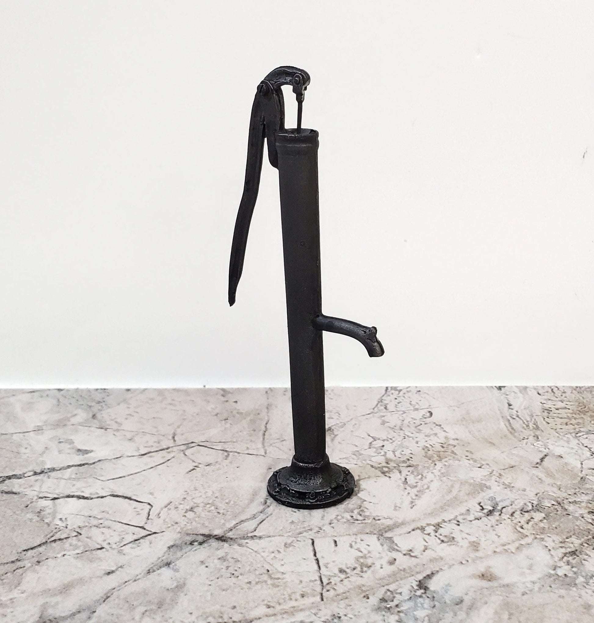 Miniature Well Pump Metal Matte Black Finish 1:12 Scale Dollhouse Scale Model - Miniature Crush