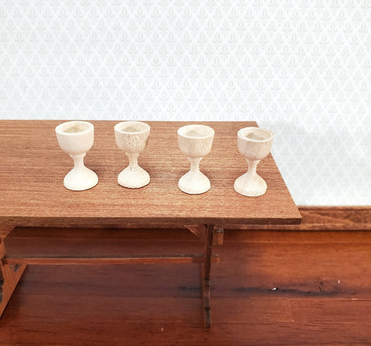 Miniature Wood Goblets Chalices x4 1:12 Scale Dollhouse Decoration Kitchenware - Miniature Crush