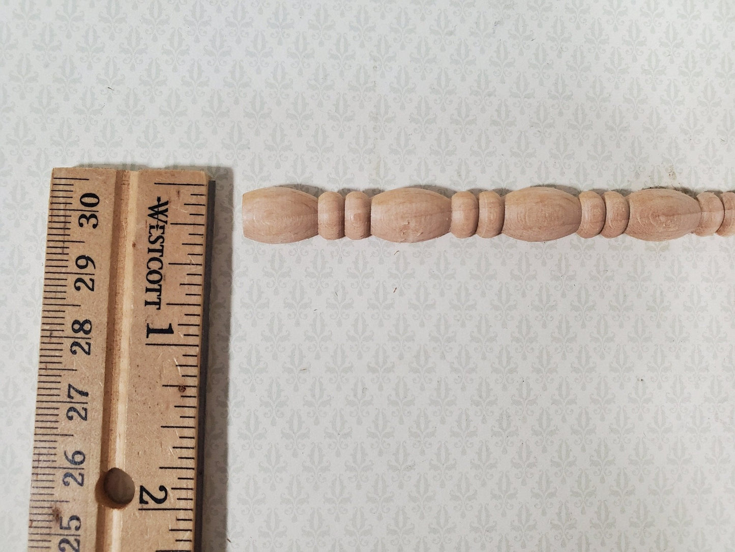 Miniature Wood Trim Flat Back Bead Style Relief Molding 3/8" x 18" Dollhouse Ceilings Walls - Miniature Crush