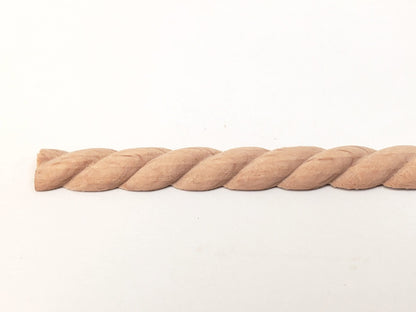 Miniature Wood Trim Flat Back Rope Style Relief Molding 5/16" x 18" Dollhouse Ceilings Walls - Miniature Crush