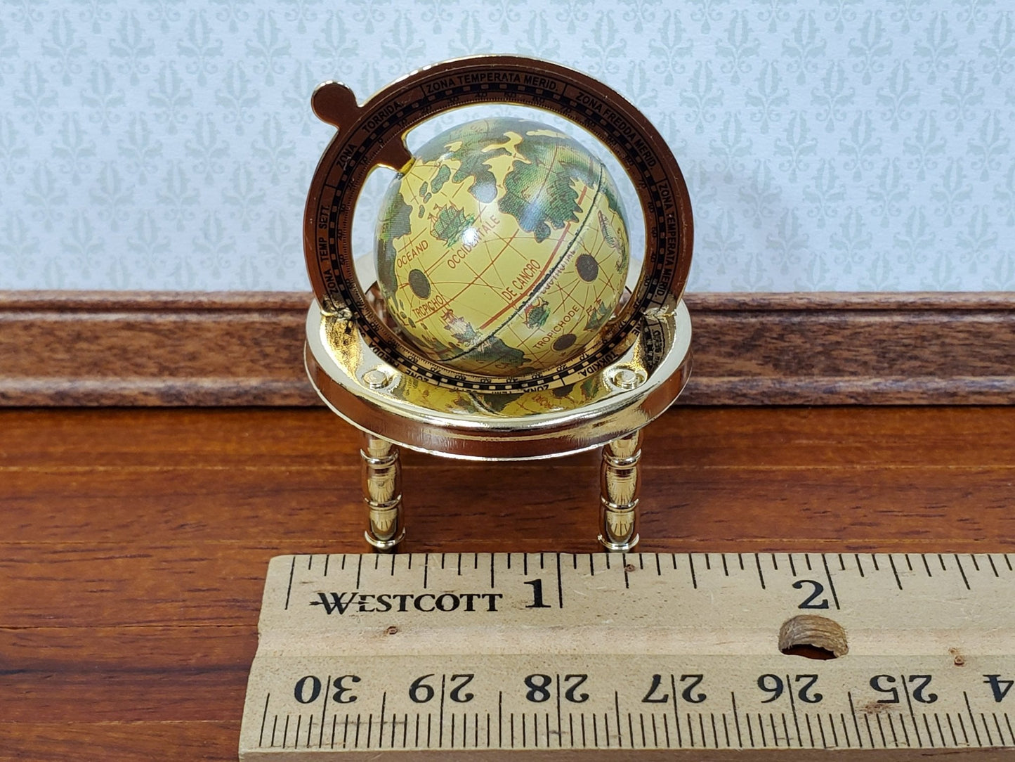 Miniature World Globe Gold Metal Decorative Accessory Metal Tiny Dollhouse Size - Miniature Crush