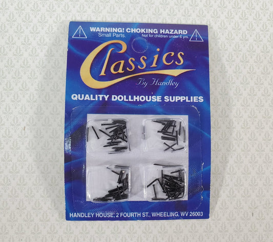 Nails Brads Small Tiny Thin 1/4" Dark Pewter Black Pack of 100 Dollhouse Miniatures Hardware - Miniature Crush