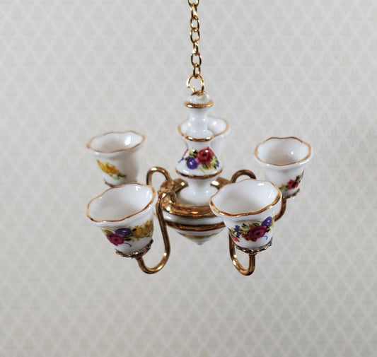 Reutter Porcelain Chandelier Non-Working Floral Design 1:12 Scale Miniature - Miniature Crush