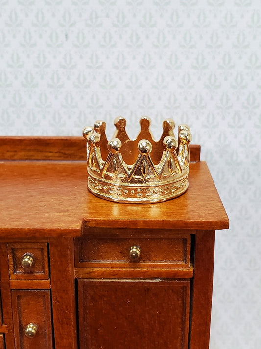 Tiny Miniature Crown Gold Metal for Dolls Dollhouse Works with 1:12 Scale Accessory - Miniature Crush