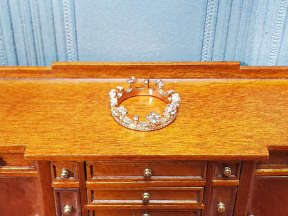 Tiny Miniature Crown Gold with Jewels Metal for Dolls Dollhouse Works with 1:12 - Miniature Crush